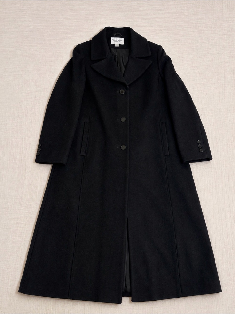 Venezia Milano 100% Wool Black Maxi Coat Women’s 12 Full Length 50”